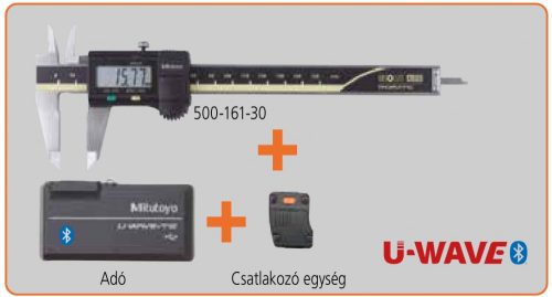 Digitális tolómérő U-WAVE Bluetooth készletben 0-150/0,01mm. Tolómérő (500-161-30) adó és csatlakozó egység