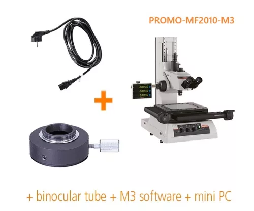 Mitutoyo MF2010-M3 mérőmikroszkóp készlet 30x nagyítás, LED-es felület és kontúr megvilágítás. 200x100 mm